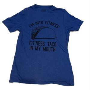 Size Small Crazy Dog Fitness Taco T-shirt. Blue